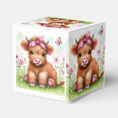 Schattigee Highland Koe Butterfly Girl Verjaardags Bedankdoosjes (Achterkant)