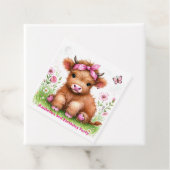 Schattigee Highland Koe Butterfly Girl Verjaardags Bedankjes Labels (In situ)