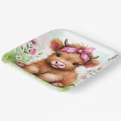 Schattigee Highland Koe Butterfly Girl Verjaardags Papieren Bordje (Gebogen)