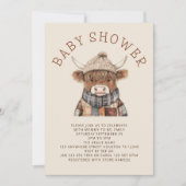 Schattigee Highland Koe Cream Baby shower Kaart (Voorkant)