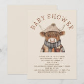 Schattigee Highland Koe Cream Baby shower Kaart (Voorkant / Achterkant)