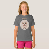 Schattigee Highland Koe Design voor meisjes T-shirt (Voorkant volledig)