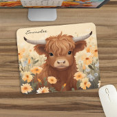 Schattigee Highland Koe Floral w/Monogram Muismat