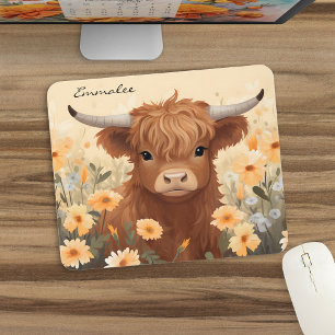 Schattigee Highland Koe Floral w/Monogram Muismat
