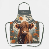 Schattigee  Highland Koe Gepersonaliseerde naam Schort (Voorkant)