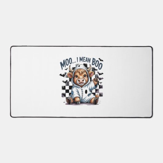 Schattigee Highland Koe geruit Halloween Te Bureaumat (Voorkant)