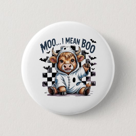Schattigee Highland Koe geruit Halloween Te Ronde Button 5,7 Cm (Voorkant)