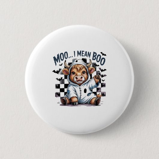 Schattigee Highland Koe geruit Halloween Te Ronde Button 5,7 Cm (Voorkant)