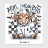 Schattigee Highland Koe geruit Halloween Te Sticker (Vel)