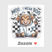 Schattigee Highland Koe geruit Halloween Te Sticker (Vel)