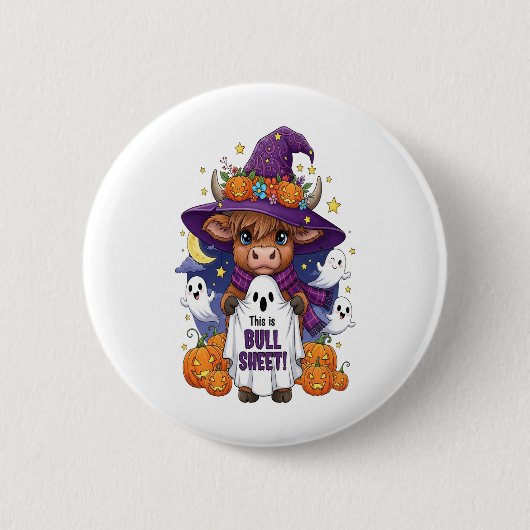 Schattigee Highland Koe Halloween Ronde Button 5,7 Cm (Voorkant)