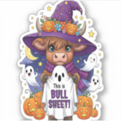 Schattigee Highland Koe Halloween Sticker (Voorkant)