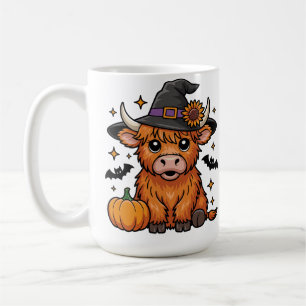 Schattigee Highland Koe Heks met pompoen Halloween Koffiemok