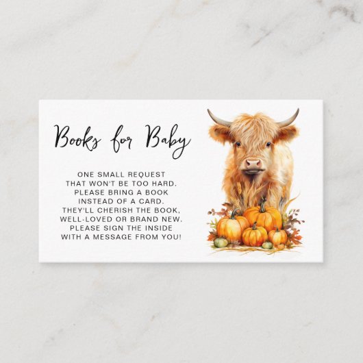 Schattigee Highland Koe herfst pompoenen boeken vo Informatiekaartje (Voorkant)