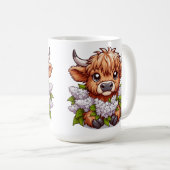 Schattigee Highland Koe Holding Lilacs Koffiemok (Voorkant rechts)