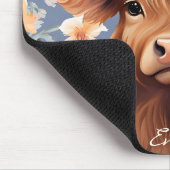 Schattigee Highland Koe in Bloemen Achtergrond w/C Muismat (Hoek)