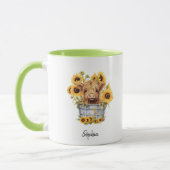 Schattigee Highland Koe in Bucket Zonnebloemen Blo Mok (Links)