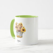 Schattigee Highland Koe in Bucket Zonnebloemen Blo Mok (Voorkant links)