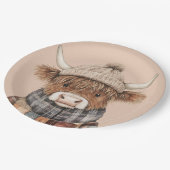 Schattigee Highland Koe in Pet Boho Cream Papieren Bordje (Gekanteld)