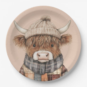 Schattigee Highland Koe in Pet Boho Cream Papieren Bordje