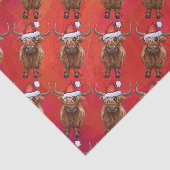 Schattigee Highland Koe in Santa Hat Pattern op Ro Tissuepapier (Detail)