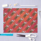 Schattigee Highland Koe in Santa Hat Pattern op Ro Tissuepapier (Craft)