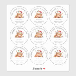 Schattigee Highland Koe Individuele Namen Vrolijk Sticker