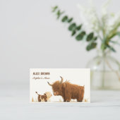 Schattigee Highland Koe & Kalf Mama Belkaart Visitekaartje (Staand voorkant)