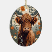 Schattigee  Highland Koe Keramisch Ornament (Rechts)