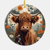 Schattigee  Highland Koe Keramisch Ornament (Achterkant)