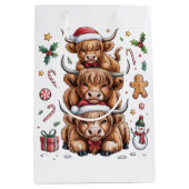 Schattigee Highland Koe Kerst Kerstmis Gezellige W Medium Cadeauzakje (Voorkant)