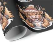 Schattigee Highland Koe Kerstbomen Hot Cocoa Cozy Cadeaupapier (Rol Hoek)