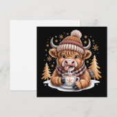 Schattigee Highland Koe Kerstbomen Hot Cocoa Cozy Feestdagenkaart (Voorkant / Achterkant)