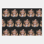 Schattigee Highland Koe Kerstbomen Hot Cocoa Cozy Inpakpapier Vel (Voorkant)