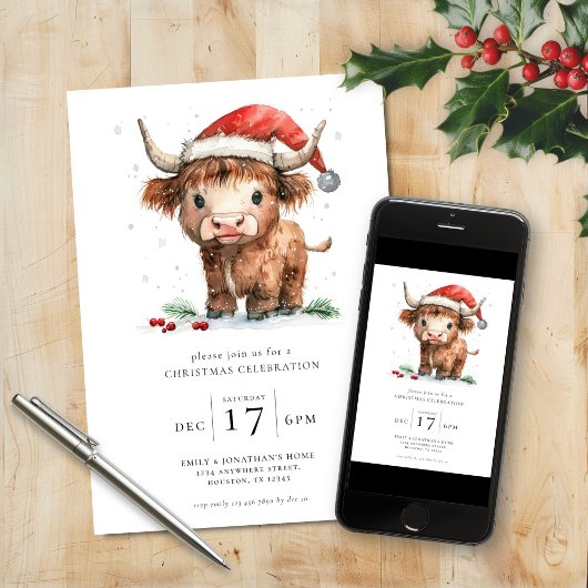Schattigee Highland Koe kerstfeest Kaart