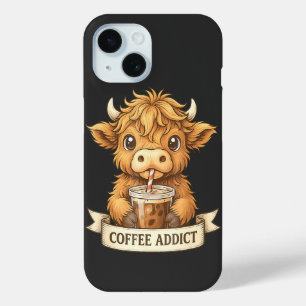 Schattigee Highland Koe Koffieverslaafde Funny Dri iPhone 15 Case