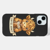 Schattigee Highland Koe Koffieverslaafde Funny Dri Case-Mate iPhone Case (Achterkant (horizontaal))