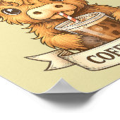 Schattigee Highland Koe Koffieverslaafde Funny Dri Poster (Hoek)