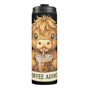 Schattigee Highland Koe Koffieverslaafde Funny Dri Thermosbeker
