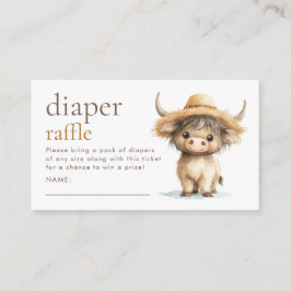 Schattigee Highland Koe Luier Raffle Baby shower Informatiekaartje