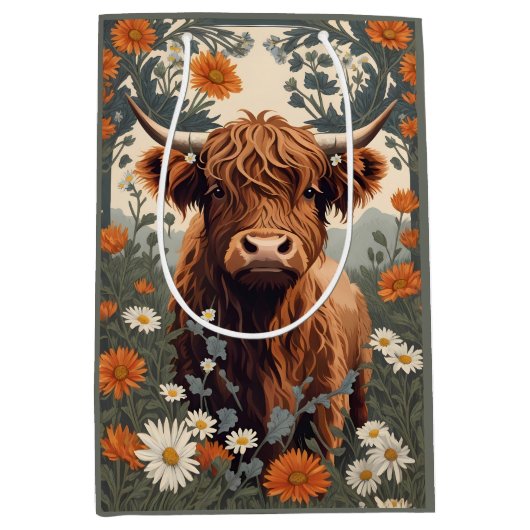 Schattigee  Highland Koe Medium Cadeauzakje (Voorkant)