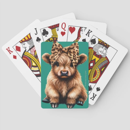 Schattigee Highland Koe met Bow Playing Cards Gree Pokerkaarten (Achterkant)