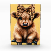 Schattigee Highland Koe met Bow Yellow Fotoblokken (Voorkant)