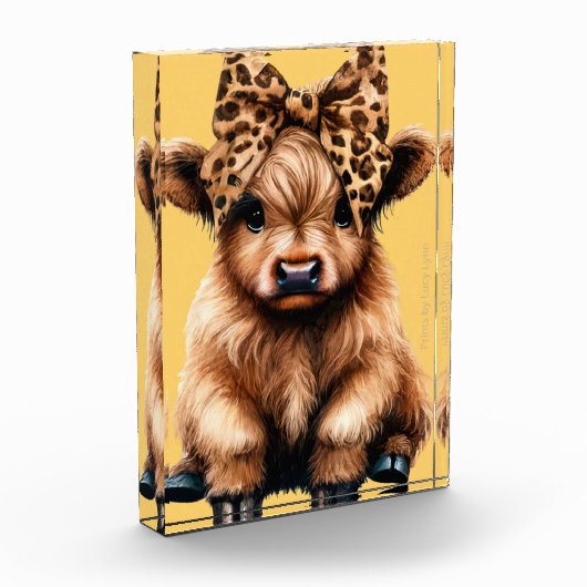 Schattigee Highland Koe met Bow Yellow Fotoblokken (Links)