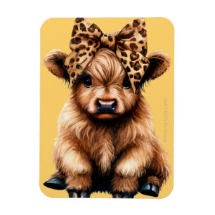 Schattigee Highland Koe met Bow Yellow Magneet