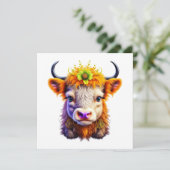 Schattigee Highland Koe met Flower in Hair (Staand voorkant)