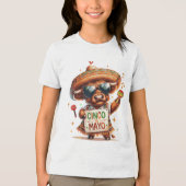 Schattigee Highland Koe met Poncho Cinco de Mayo P Tri-Blend Shirt (Voorkant)