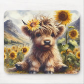 Schattigee Highland Koe met zonnebloemen Muismat (Voorkant)