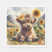 Schattigee Highland Koe met zonnebloemen Servet (Voorkant)