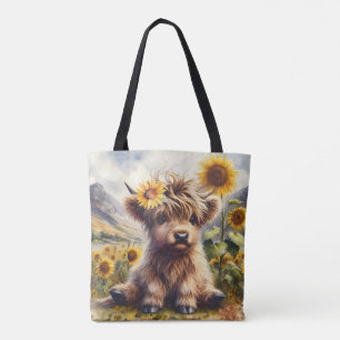 Schattigee Highland Koe met zonnebloemen Tote Bag